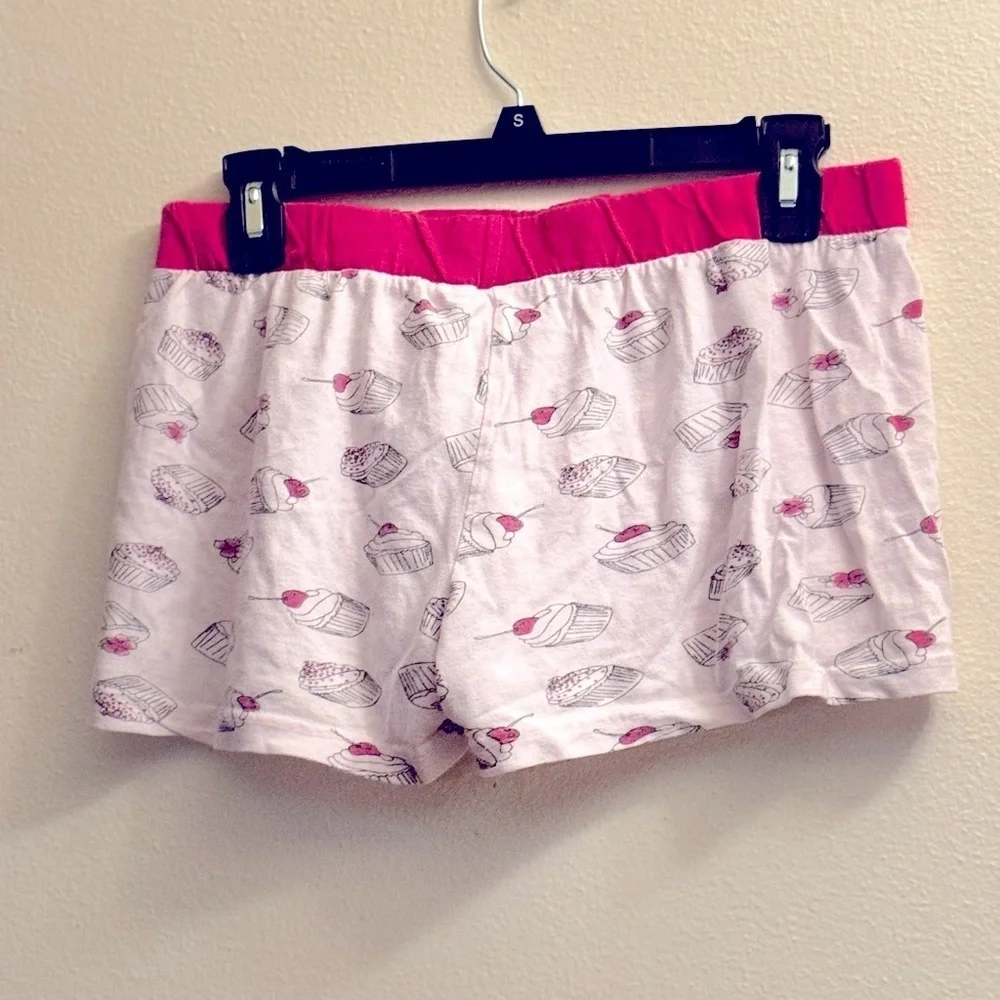 Cute cupcake pink pajama shorts, youth XL
